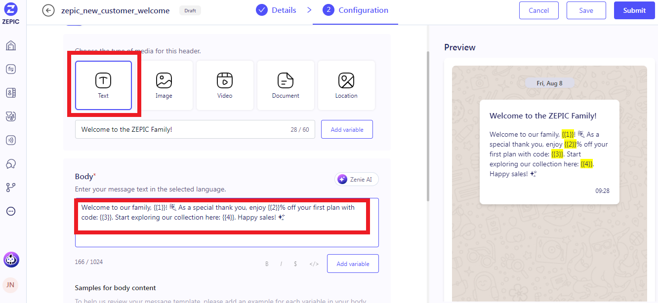 Select the WhatsApp Campaign Template for Your Message