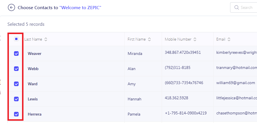Selecting Records to Create a List on ZEPIC