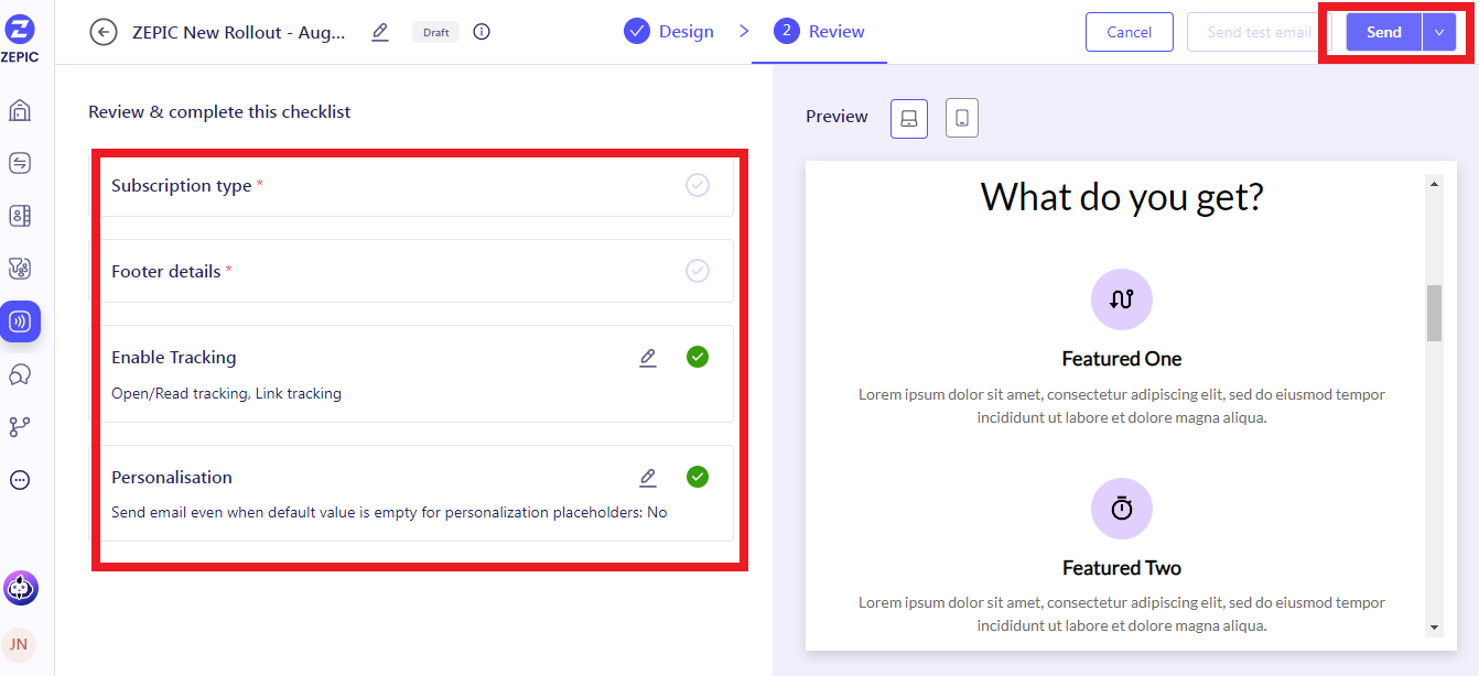 Reviewing your email campaign sent using Lists
