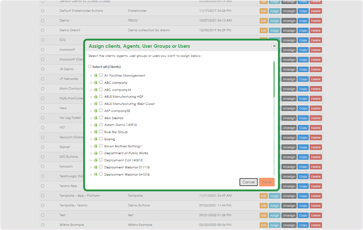 Choose client(s), group(s) or user(s)