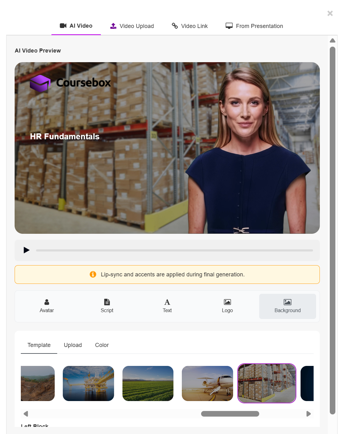 Template background options