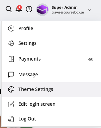 Profile menu Theme option