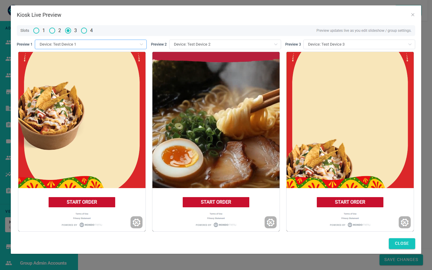 Language selector inside a preview panel