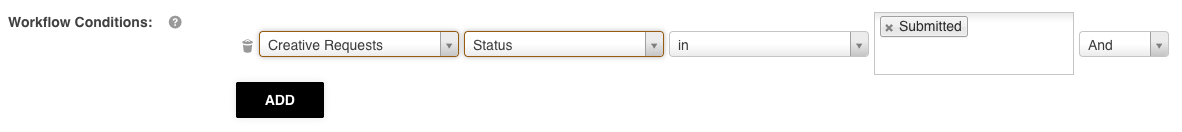 Operator set to In with Submitted status selected