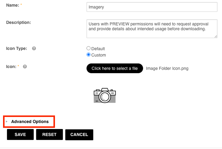 Advanced Options tab