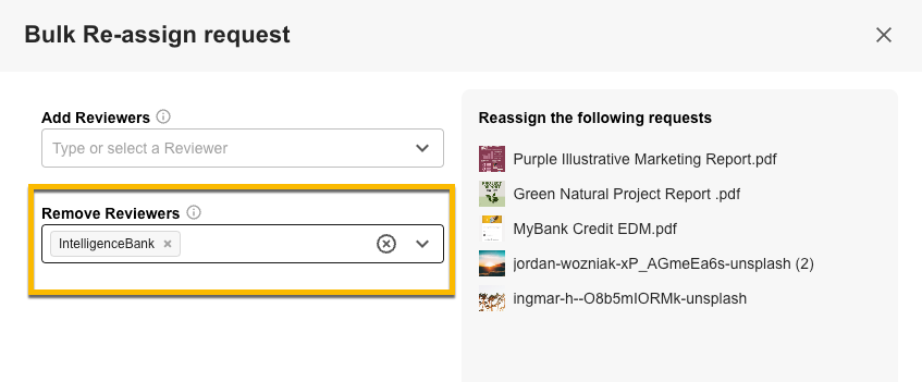 Remove Reviewers field in the bulk re-assign popup