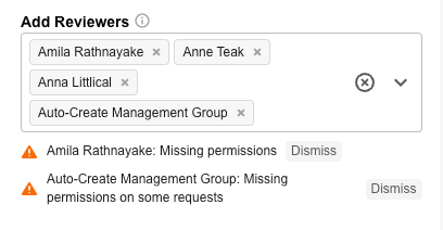 Permission warning message in the bulk re-assign popup