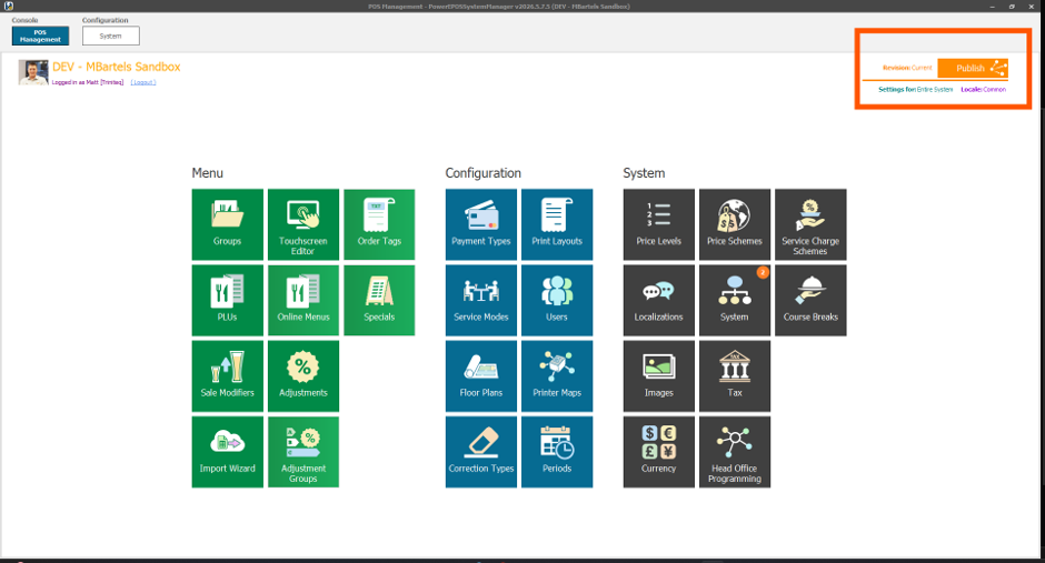 Publishing the configuration