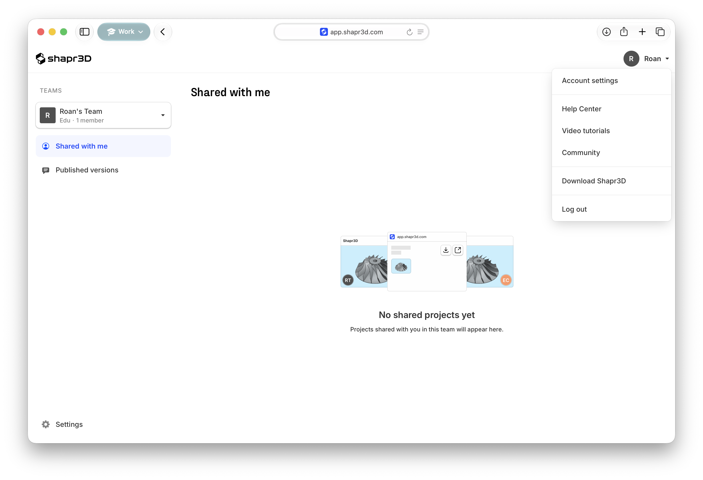 Shapr3D account portal login page