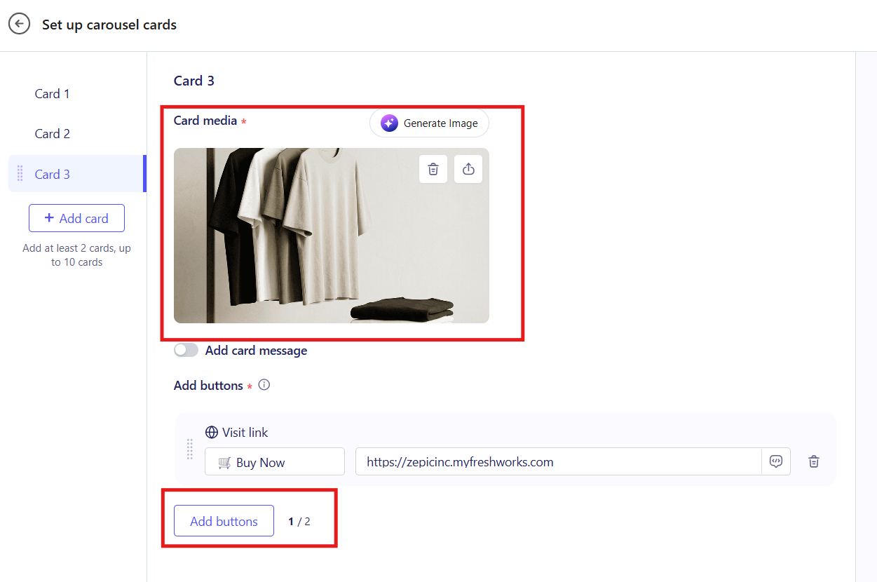 Enabling the Carousel option in the campaign builder