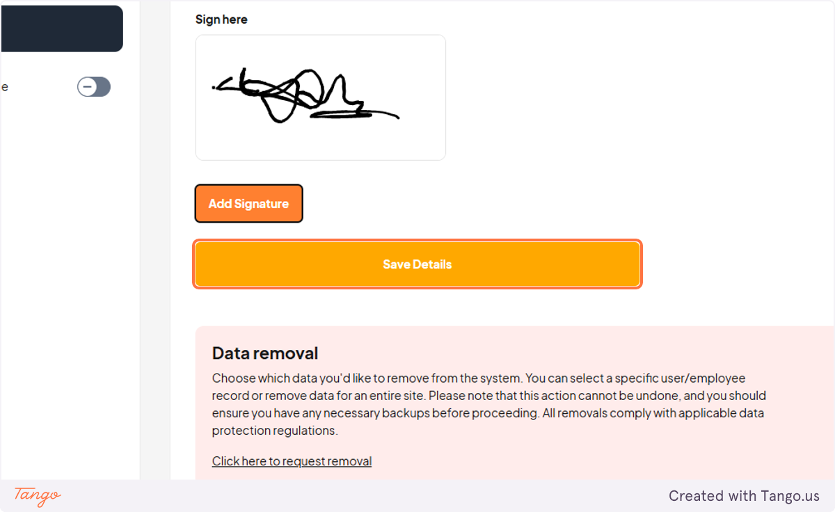 Click on Save Details