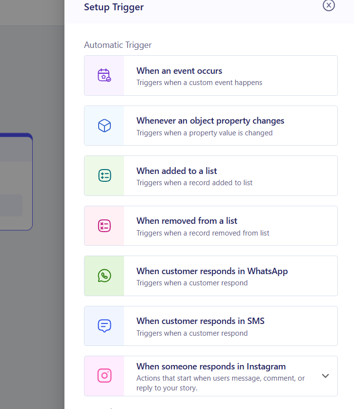 Choose an automatic or manual trigger for your SMS flow in ZEPIC