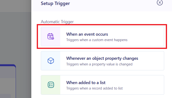 Choose an event as the trigger for your flow in ZEPIC