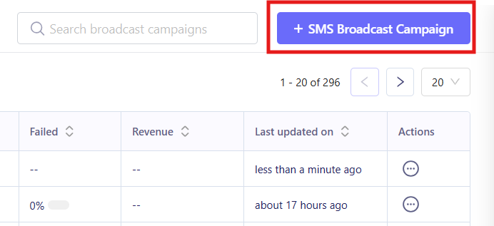 Select SMS and Broadcast as the campaign type in ZEPIC
