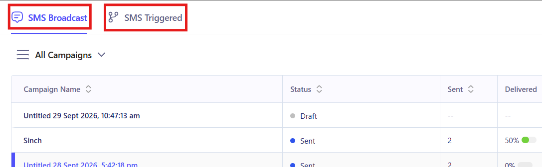 Open Campaigns in ZEPIC to see the SMS campaign options