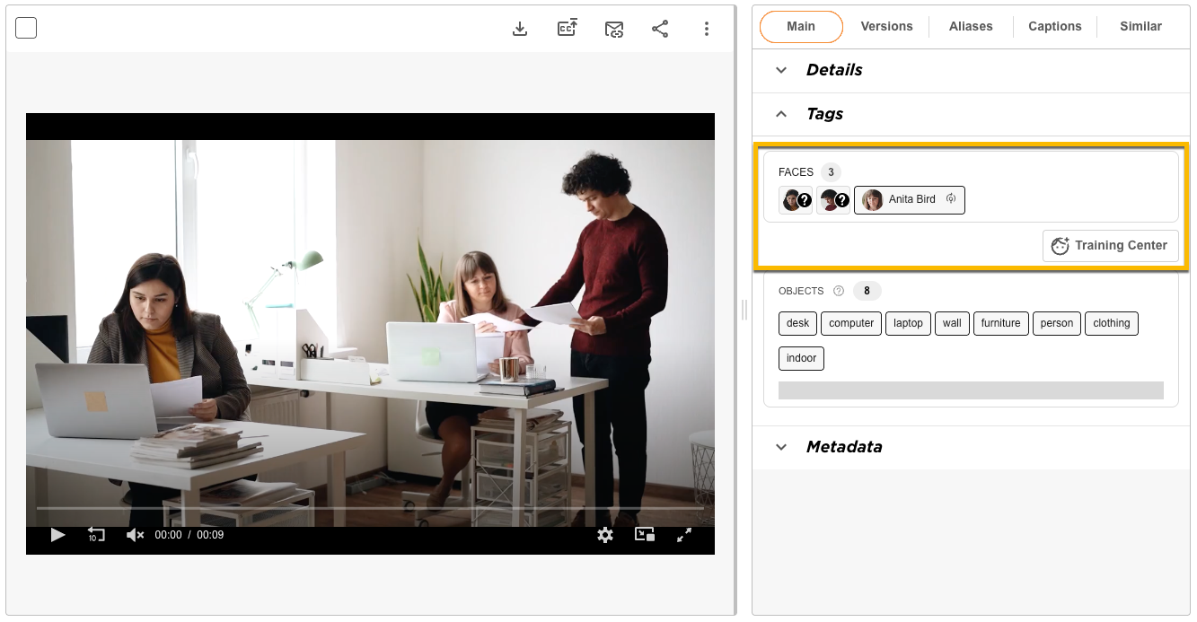 Facial recognition for video