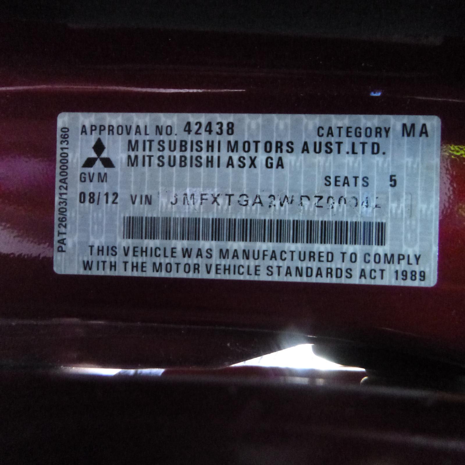 View Auto part Seatbelt/Stalk Mitsubishi Asx 2012