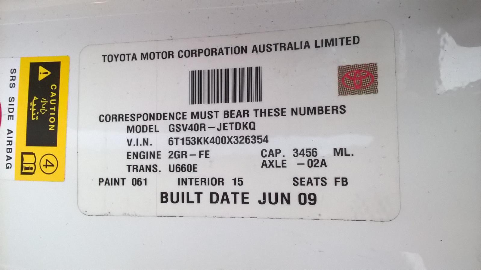 View Auto part Interior Mirror Toyota Aurion 2009