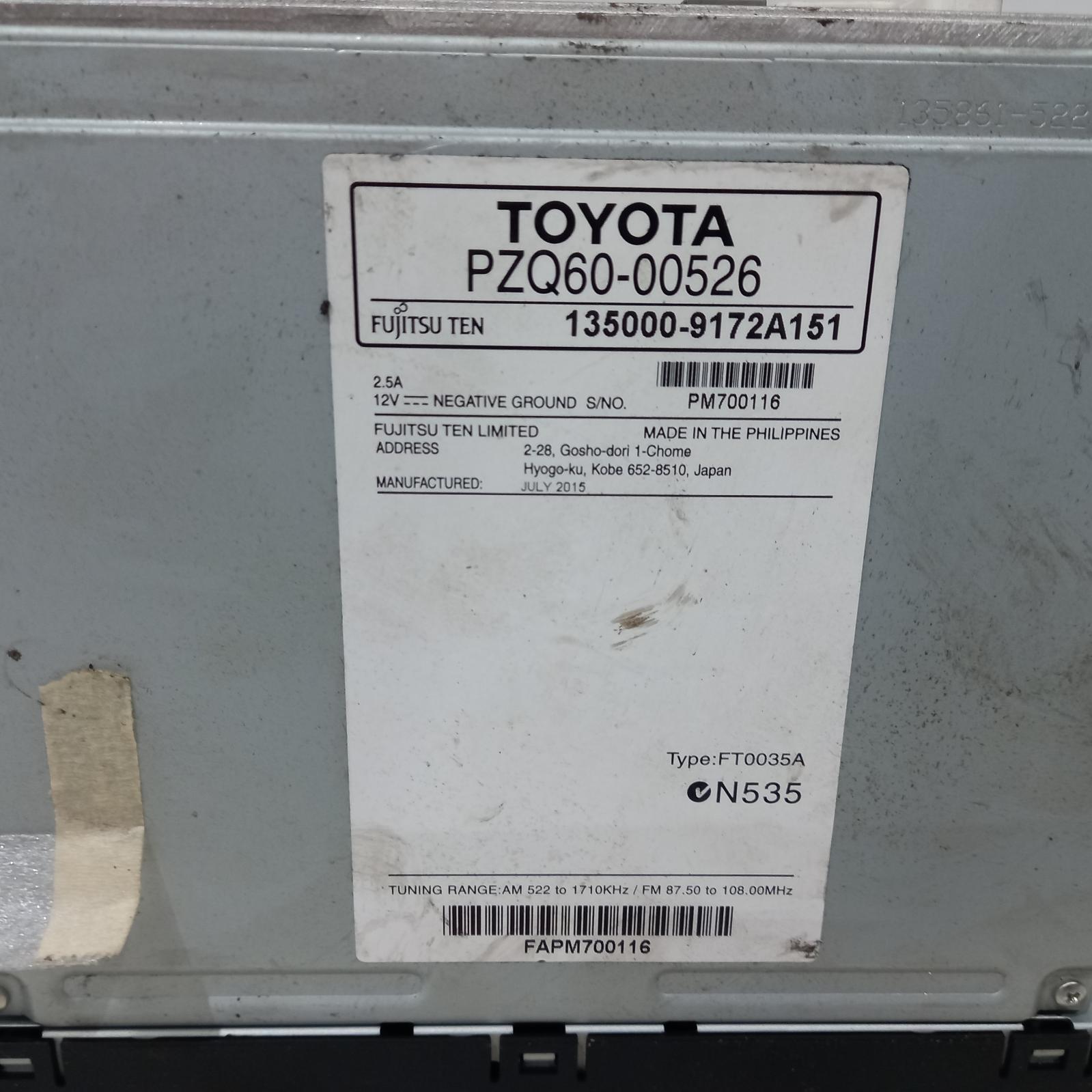 View Auto part Radio/Cd/Dvd/Sat/Tv Toyota 86 2015