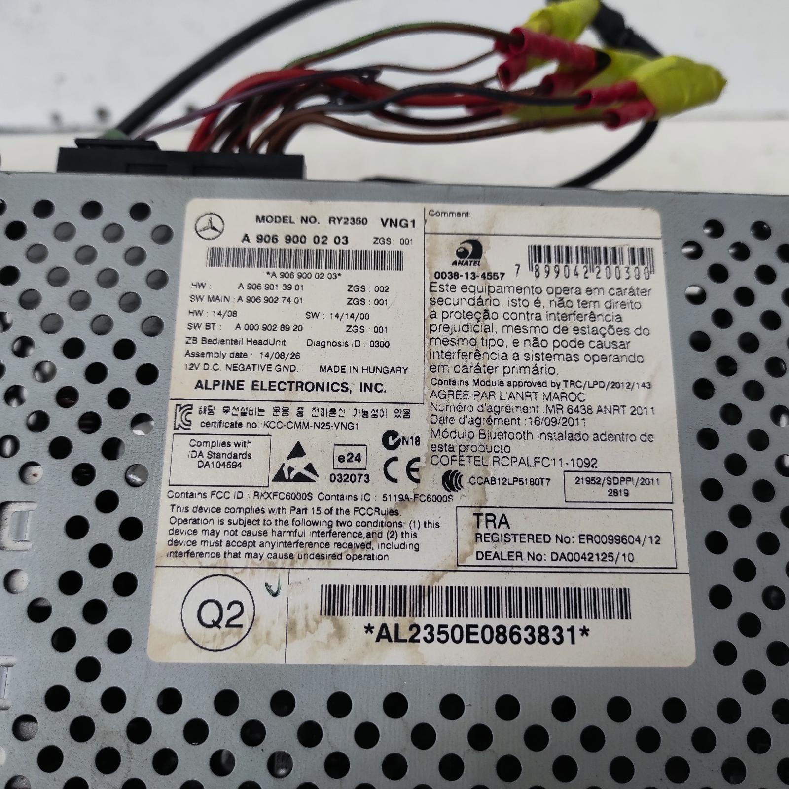 2014 Mercedes Sprinter Radio/Cd/Dvd/Sat/Tv View Auto part Radio/Cd/Dvd/Sat/Tv Mercedes Sprinter 2014