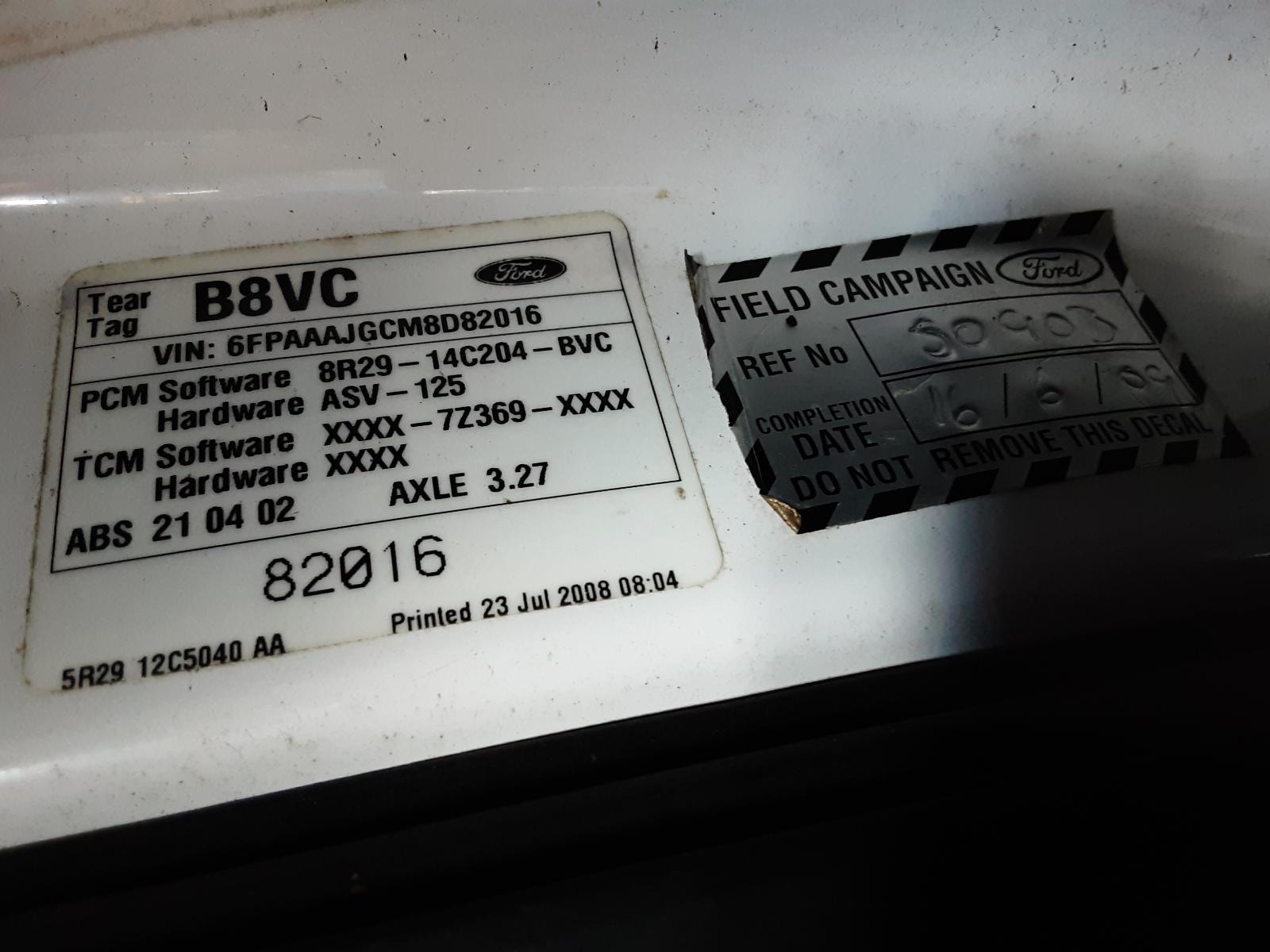 Airbag Module/Sensor Falcon Ford 2008