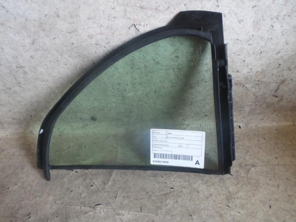 2007 Toyota Yaris Right Rear 1/4 Door Glass View Auto part Right Rear 1/4 Door Glass Toyota Yaris 2007
