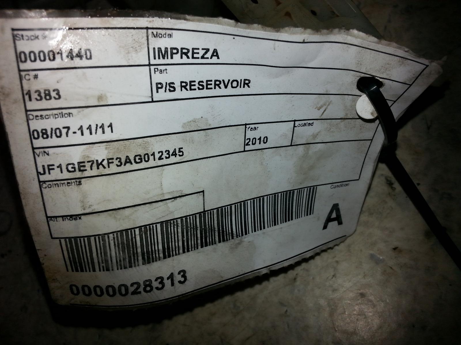 2010 Subaru Impreza P/S Reservoir View Auto part P/S Reservoir Subaru Impreza 2010