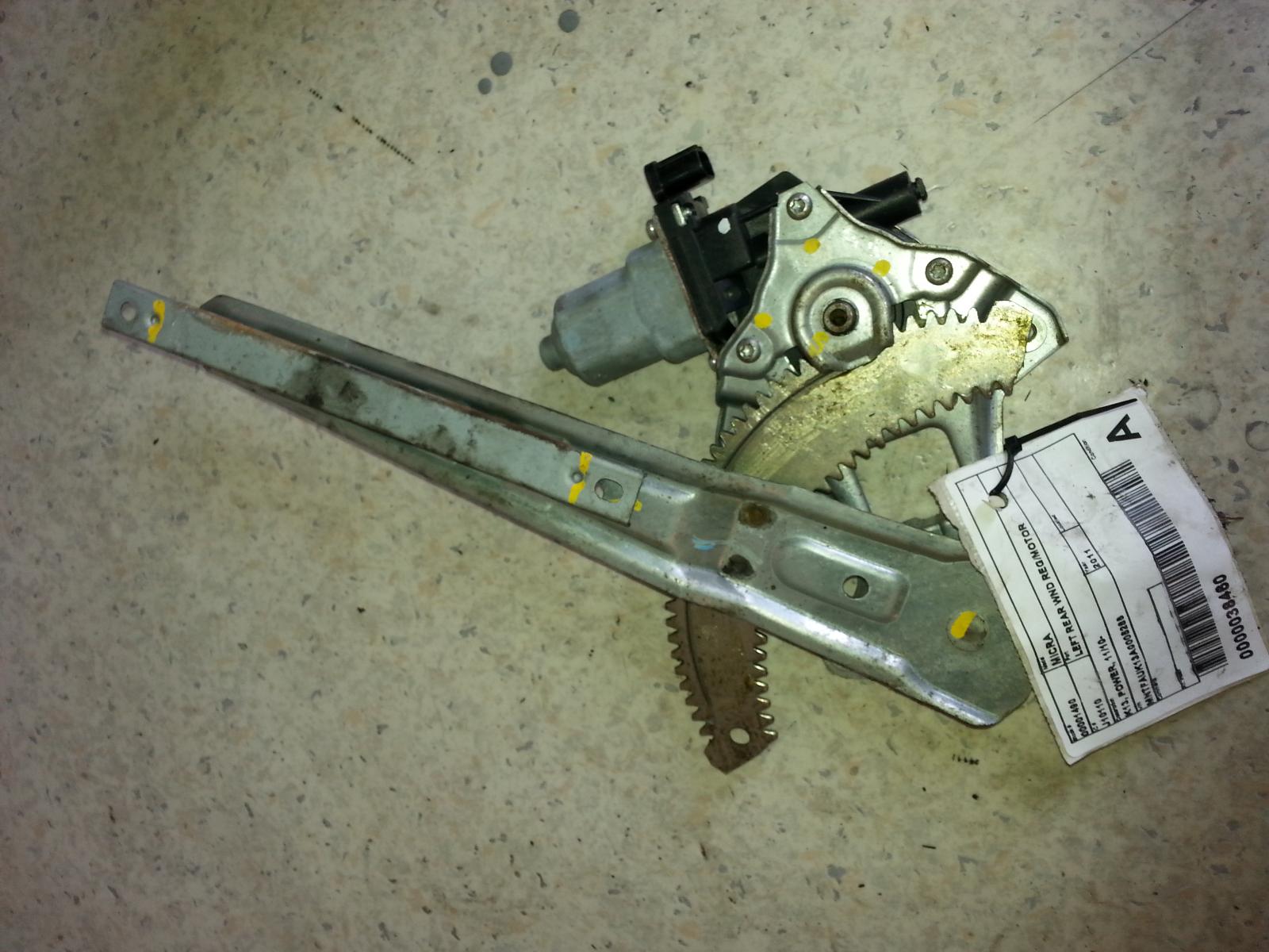 2011 Nissan Micra Left Rear Wnd Reg/Motor View Auto part Left Rear Wnd Reg/Motor Nissan Micra 2011