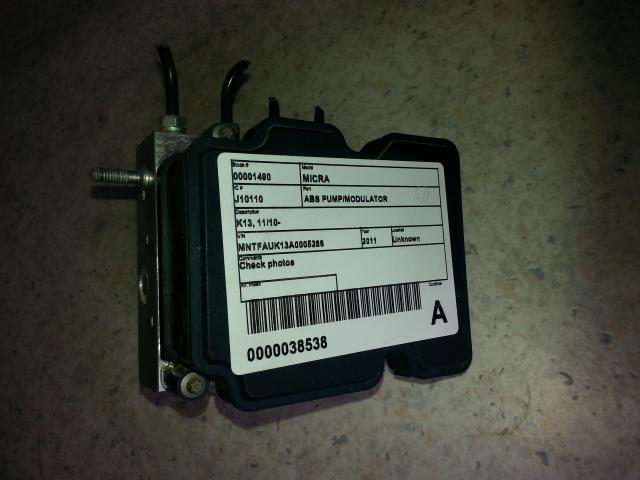 2011 Nissan Micra Abs Pump/Modulator View Auto part Abs Pump/Modulator Nissan Micra 2011