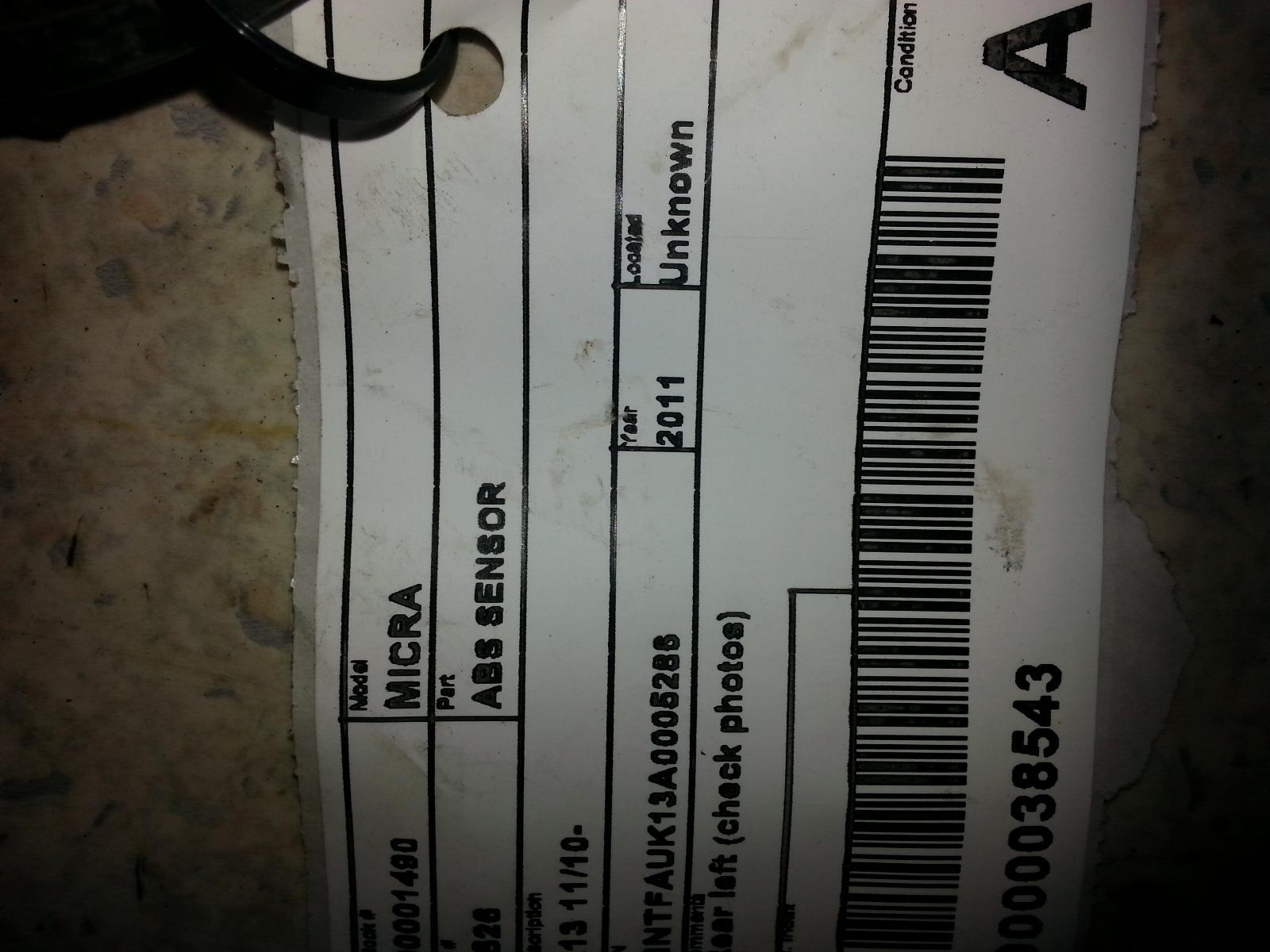 2011 Nissan Micra Abs Sensor View Auto part Abs Sensor Nissan Micra 2011