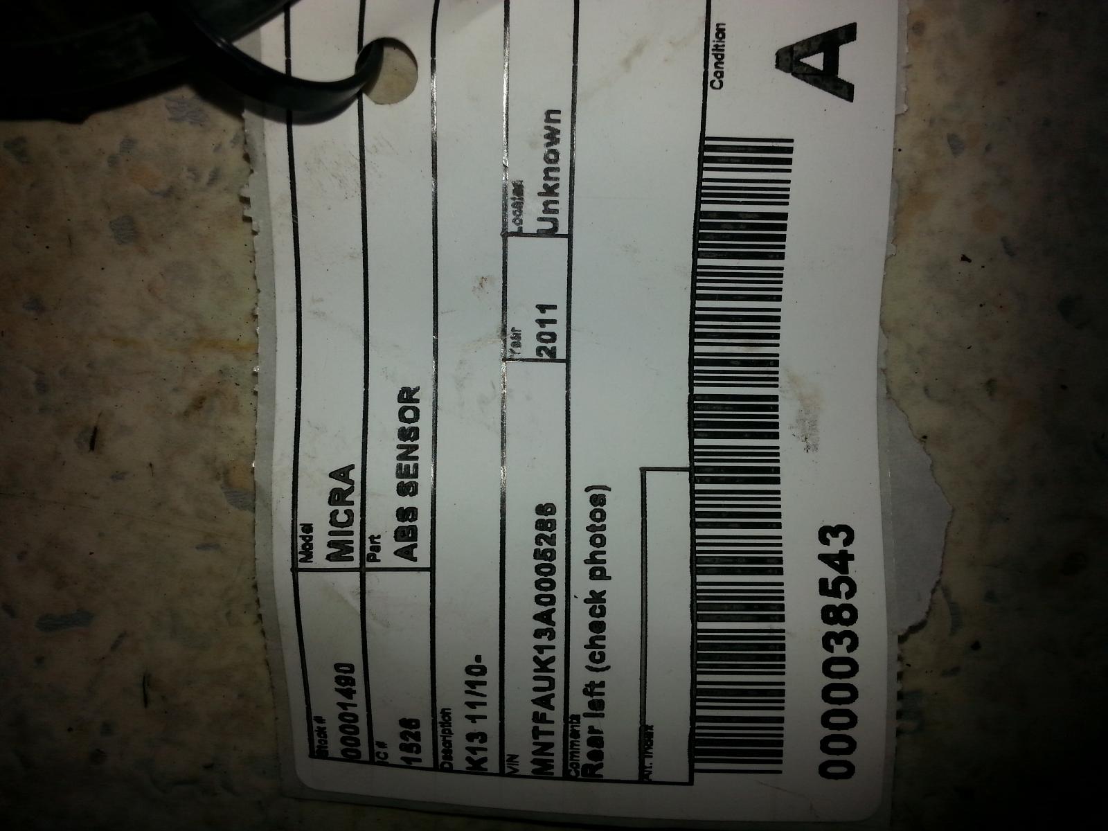 2011 Nissan Micra Abs Sensor View Auto part Abs Sensor Nissan Micra 2011