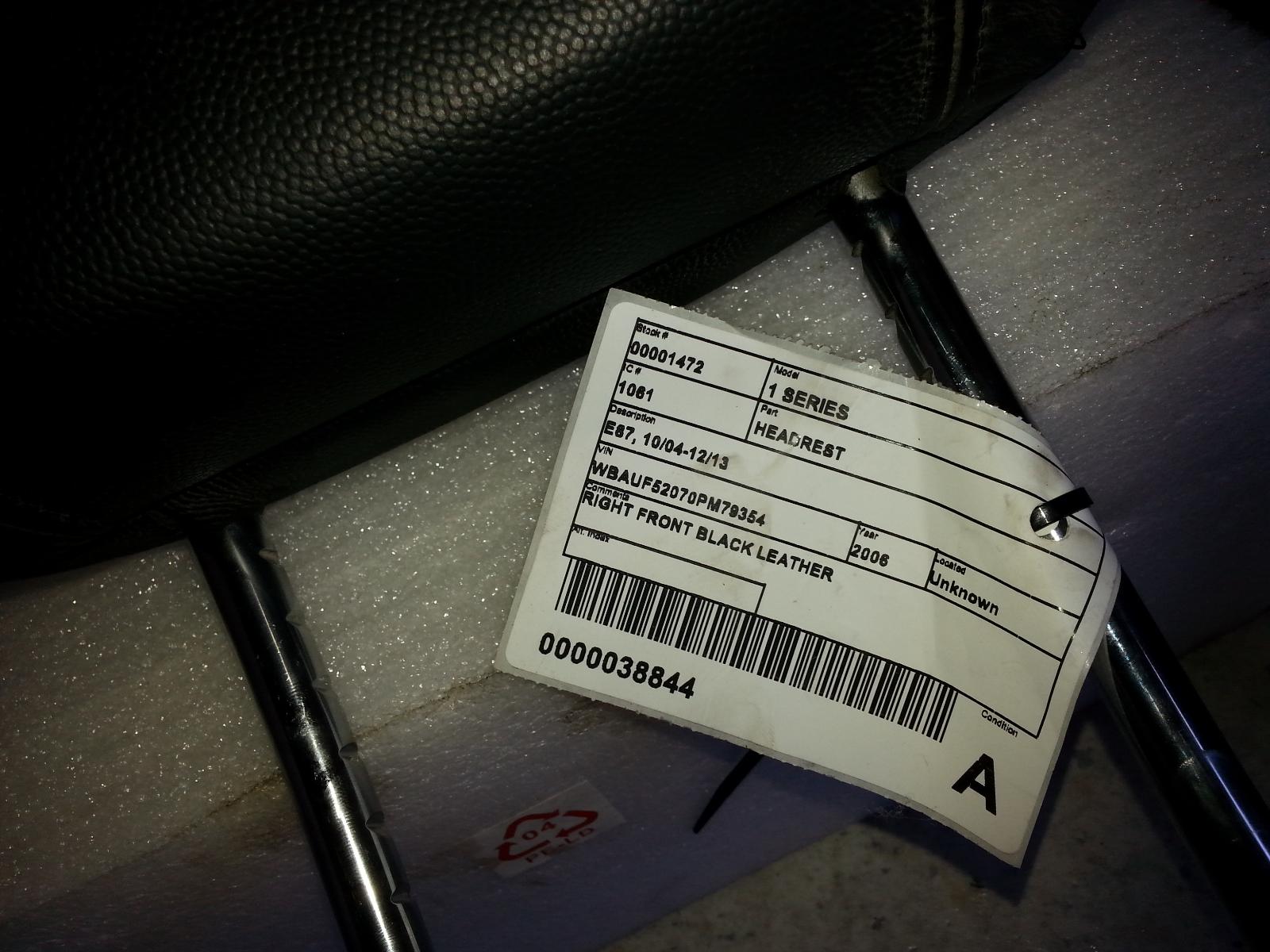 2006 Bmw 1 Series Headrest View Auto part Headrest Bmw 1 Series 2006