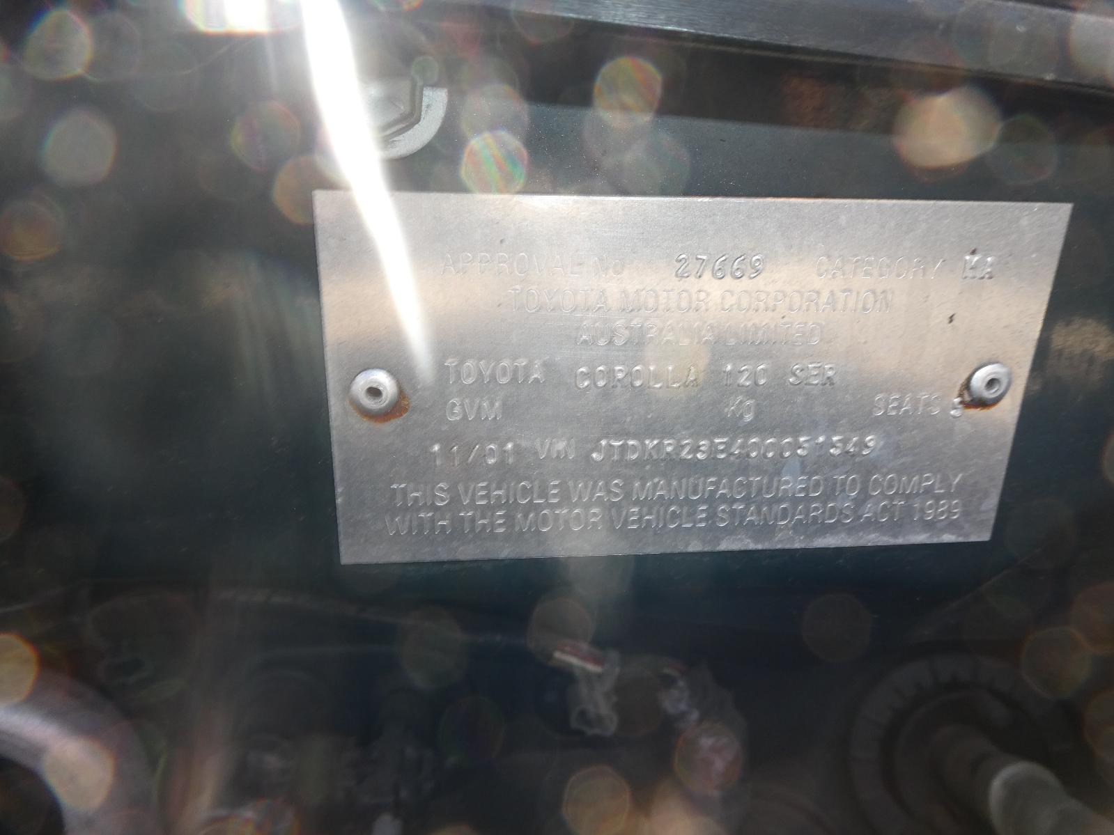 View Auto part 2nd Seat (Rear Seat) Toyota Corolla 2001
