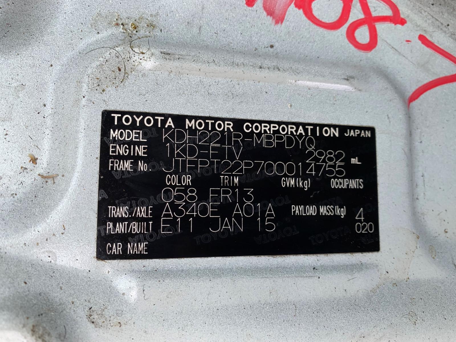 View Auto part Right Rear Door Sliding Toyota Hiace 2015