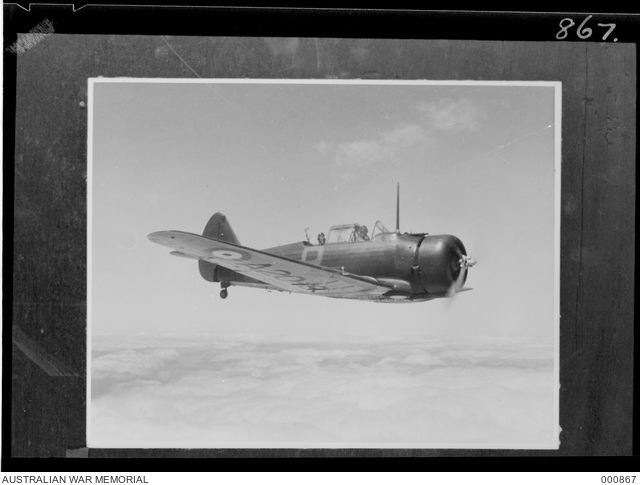 LAVERTON - WIRRAWAY IN FLIGHT. RAAF AERIAL TRAINING. (NEGATIVE BY ...