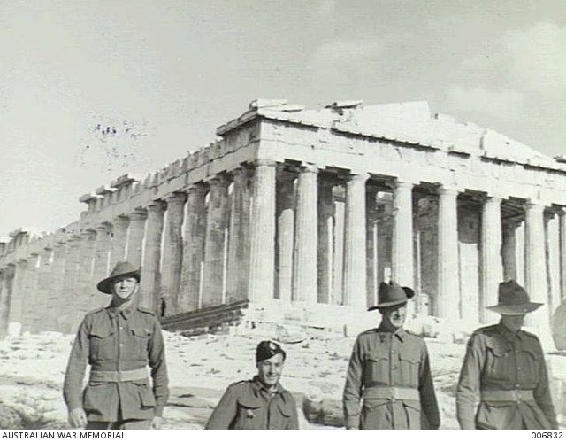 ATHENS. AT THE PARTHENON, MEN OF THE CORPS GUARDS WITH A CYPRIOT ...