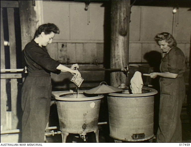 Australia. Members of the WAAAF attend to the washing in a modern ...