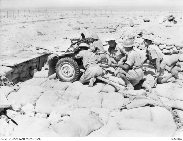 A gun crew from the 3rd Anti-Tank Regiment in position at Post 27 ...