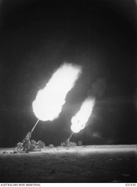 With the only illumination that of the guns firing, this picture of 3.7 ...