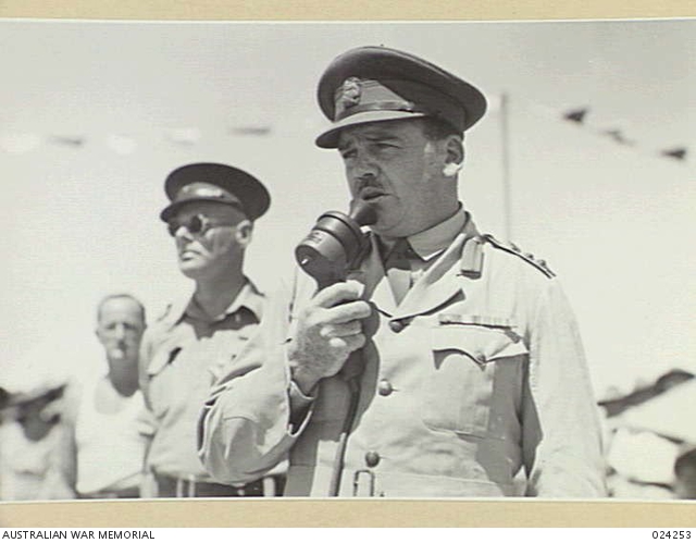 GAZA RIDGE, PALESTINE. 1942-05. A.I.F. SPORTS MEETING. THE COMMANDER OF ...