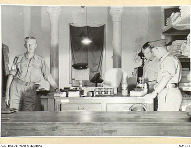 GAZA RIDGE. PALESTINE 1942-08-25 OFFICERS SHOP BEHIND 