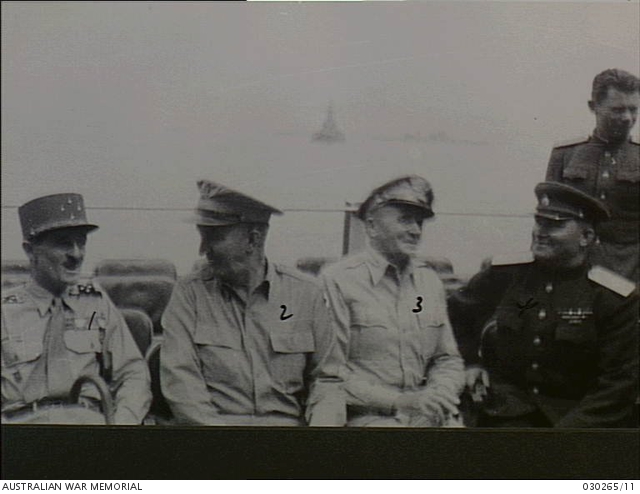 Group of high ranking Allied officers present at the signing of the ...