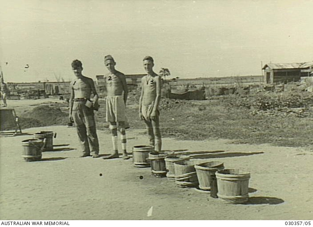 Bakli Bay, Hainan Island. c. 28 August 1945. Dutch prisoners of war ...