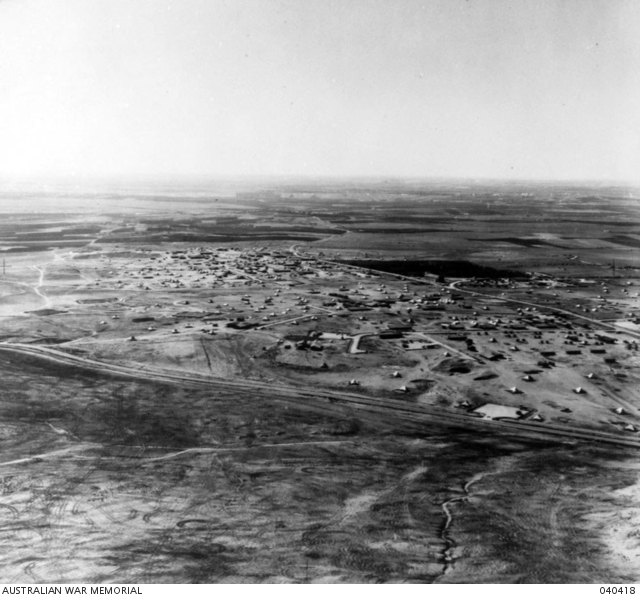 PALESTINE. 1942-03-10. AERIAL VIEW OF GEDERA, ONE OF THE A.I.F. CAMPS ...