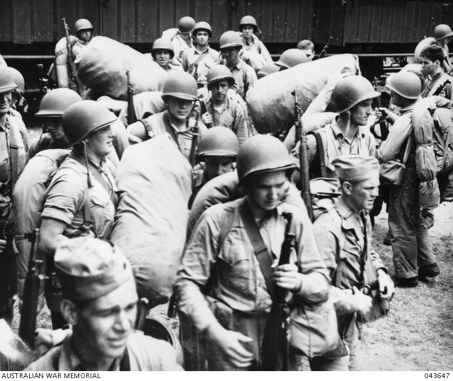 AUSTRALIA, 19430313. MEMBERS OF UNITED STATES MARINE CORPS ARRIVING