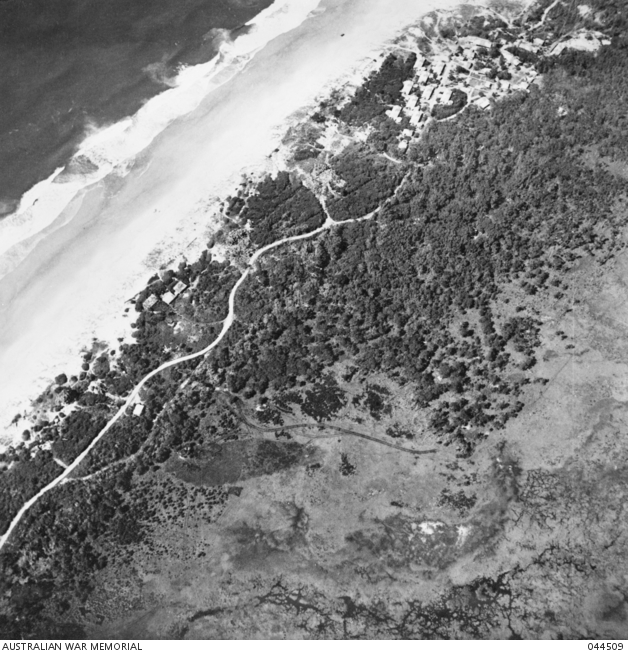 BRIBIE ISLAND, 194305. AERIAL VIEW OF FORT BRIBIE. Australian War Memorial