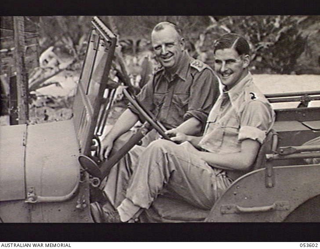 ATHERTON, QLD. 1943-07-05. NX10041 CAPTAIN R. J. DONALDSON (LEFT) AND ...