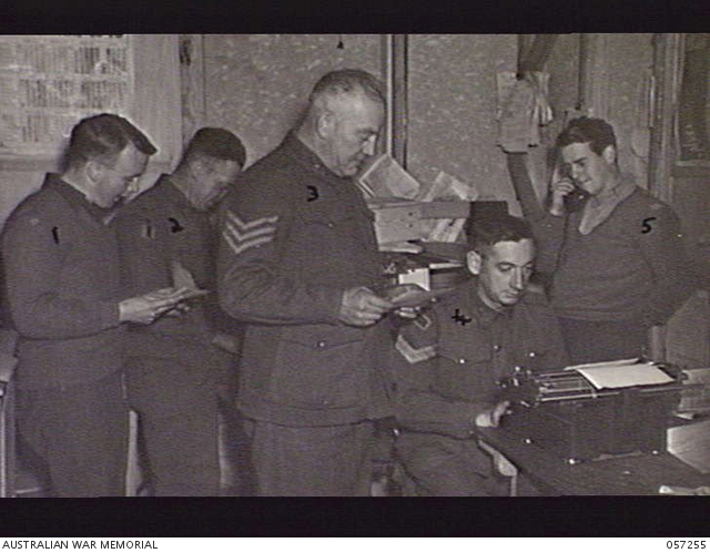 DARLEY, VIC. 1943-09-29. BATTALION ORDERLY ROOM STAFF OF THE 2ND ...