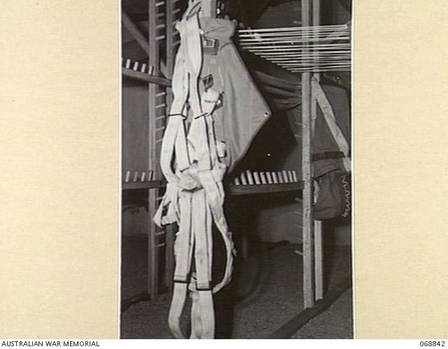 MAREEBA, NORTH QUEENSLAND, AUSTRALIA. 1944-08-10. PARACHUTES AND BAGS ...