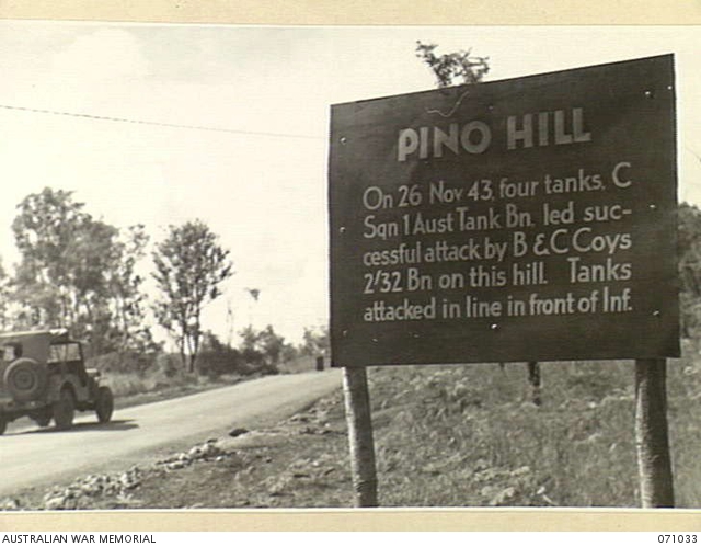 PINO HILL, FINSCHHAFEN AREA, NEW GUINEA. 1944-03-13. ONE OF MANY BATTLE ...